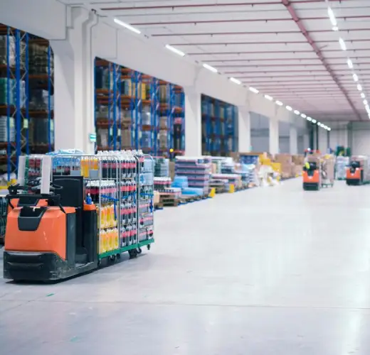 FLC Freight staff arranging exhibition displays